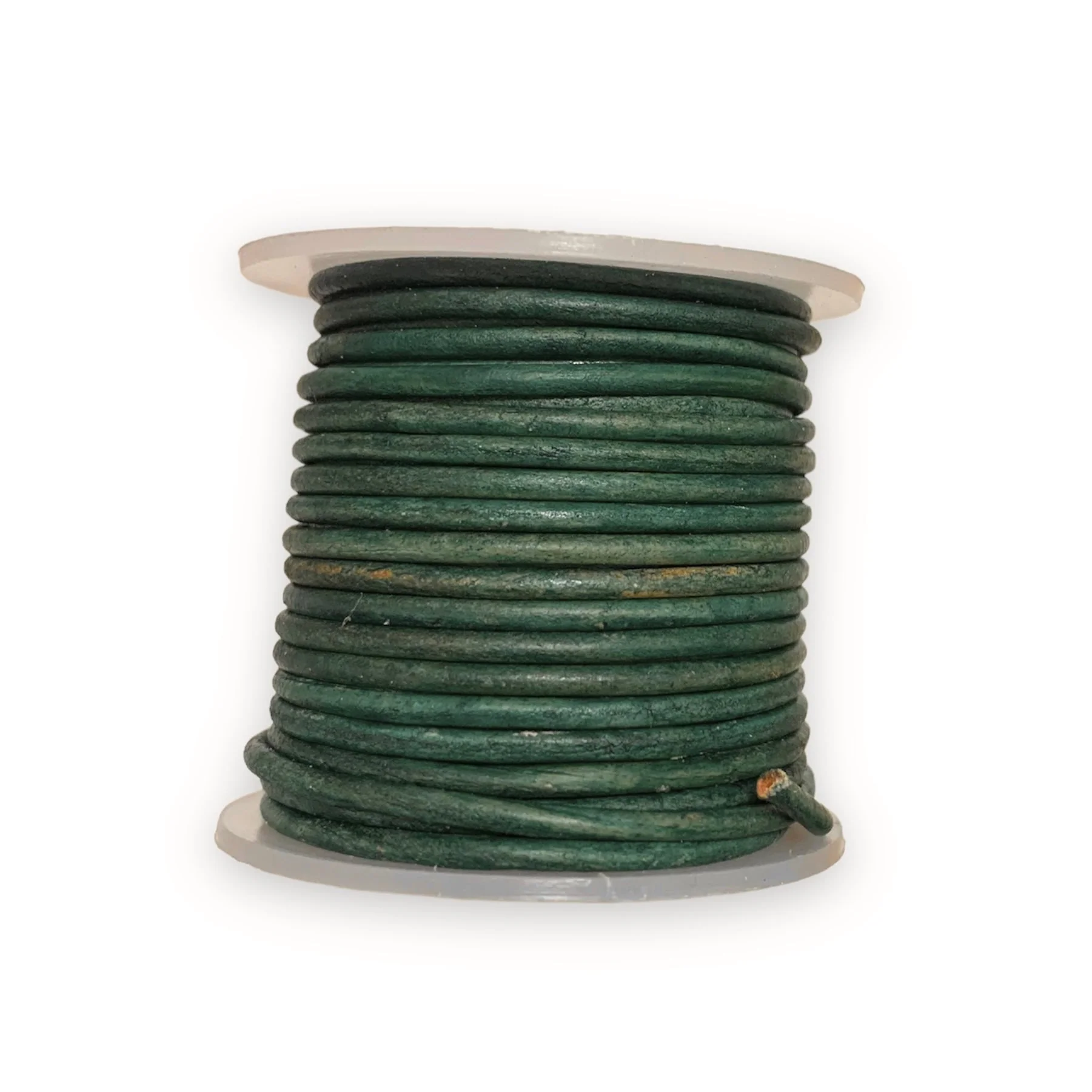 Rond leer 2mm Matte Vintage Donkergroen - prijs per meter