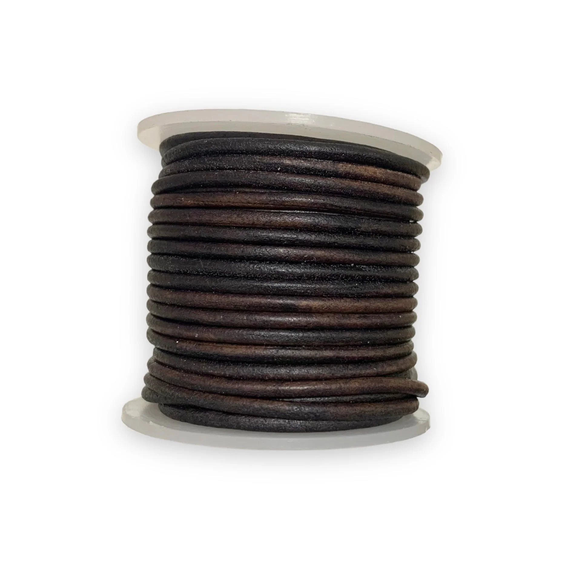 Rond leer Mat donkerbruin 2mm - per meter