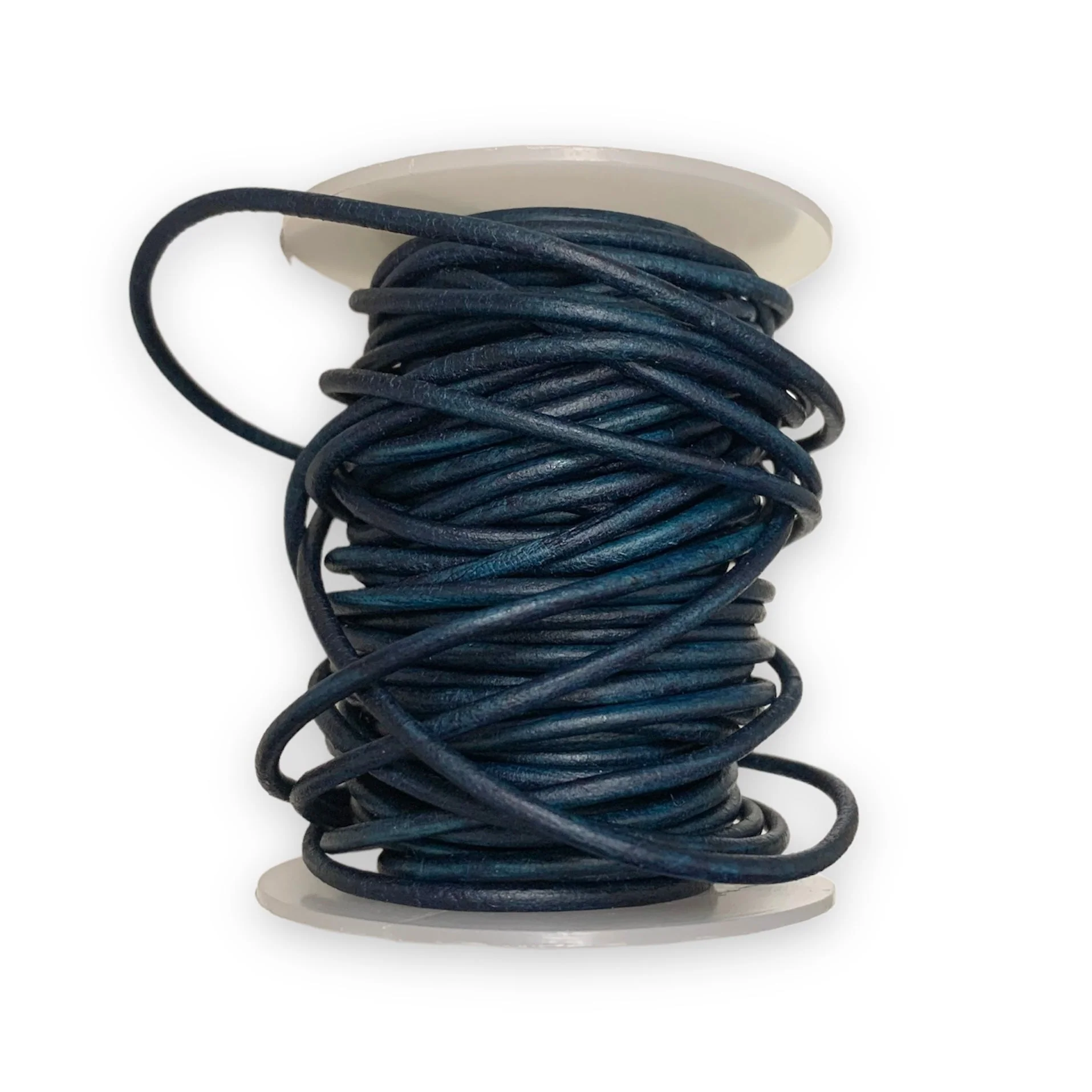 Rond leer Matte blauw 2mm - per meter