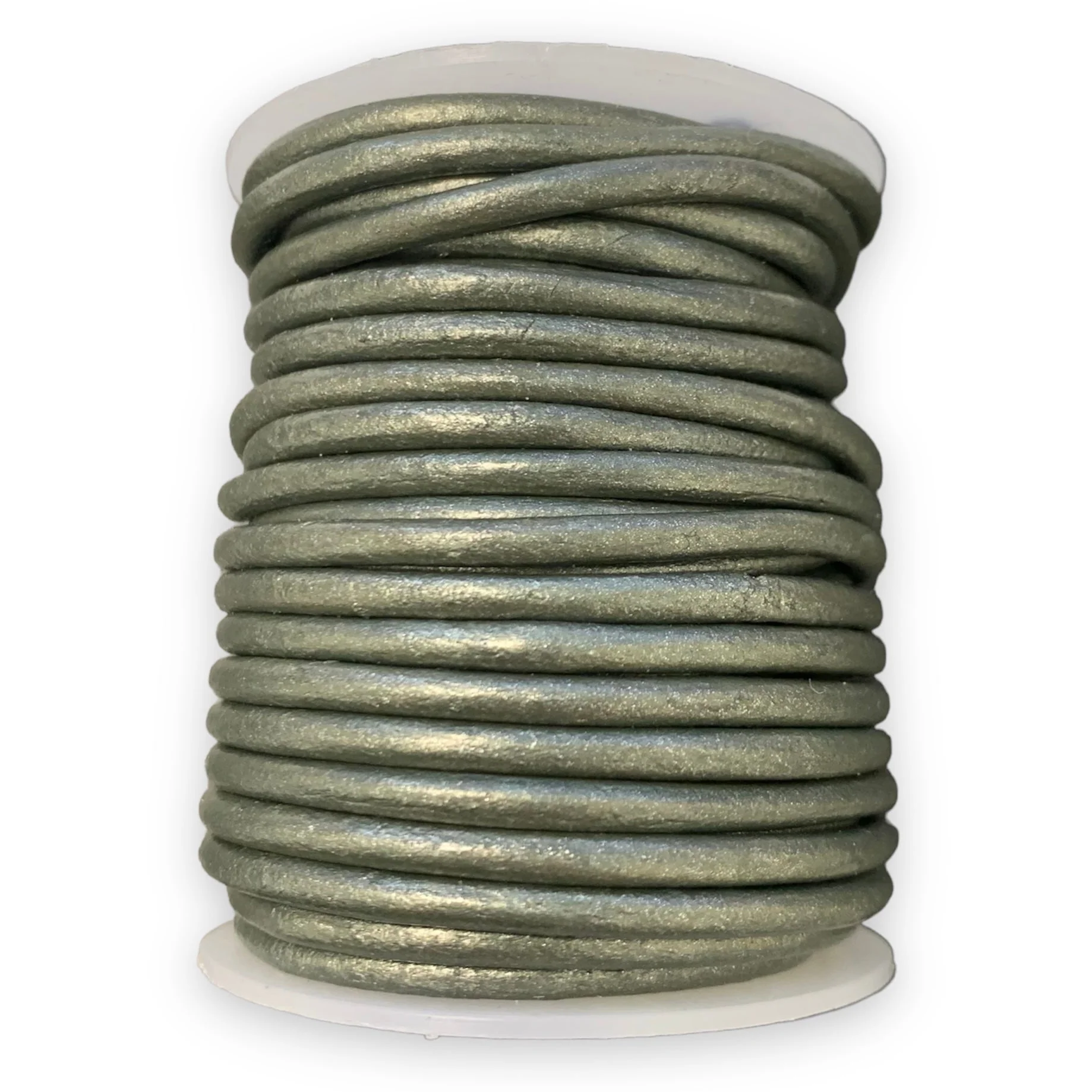 Rond leer Shiny donkergroen 3mm - per meter
