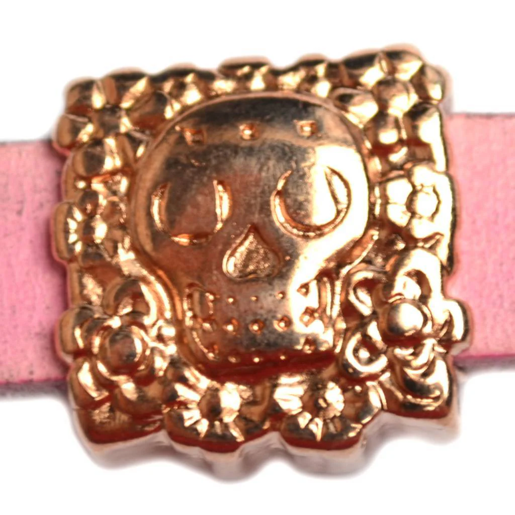 Leerschuiver skull Ø10x2.5 Rosegoud DQ 17mm