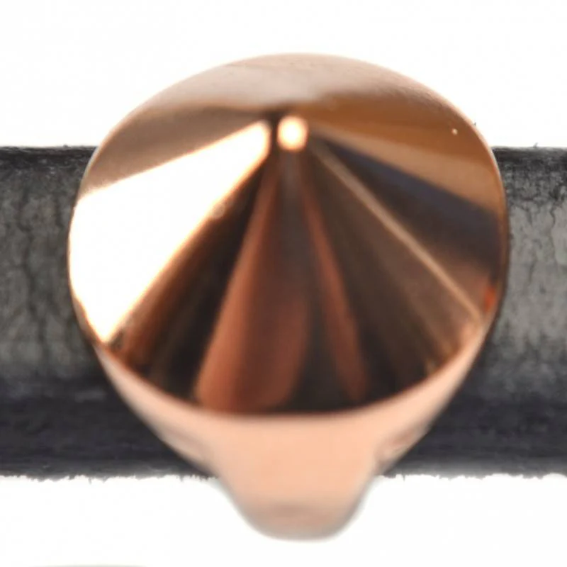 Leerschuiver spike Ø10x6mm metaal rosé goud DQ 14mm