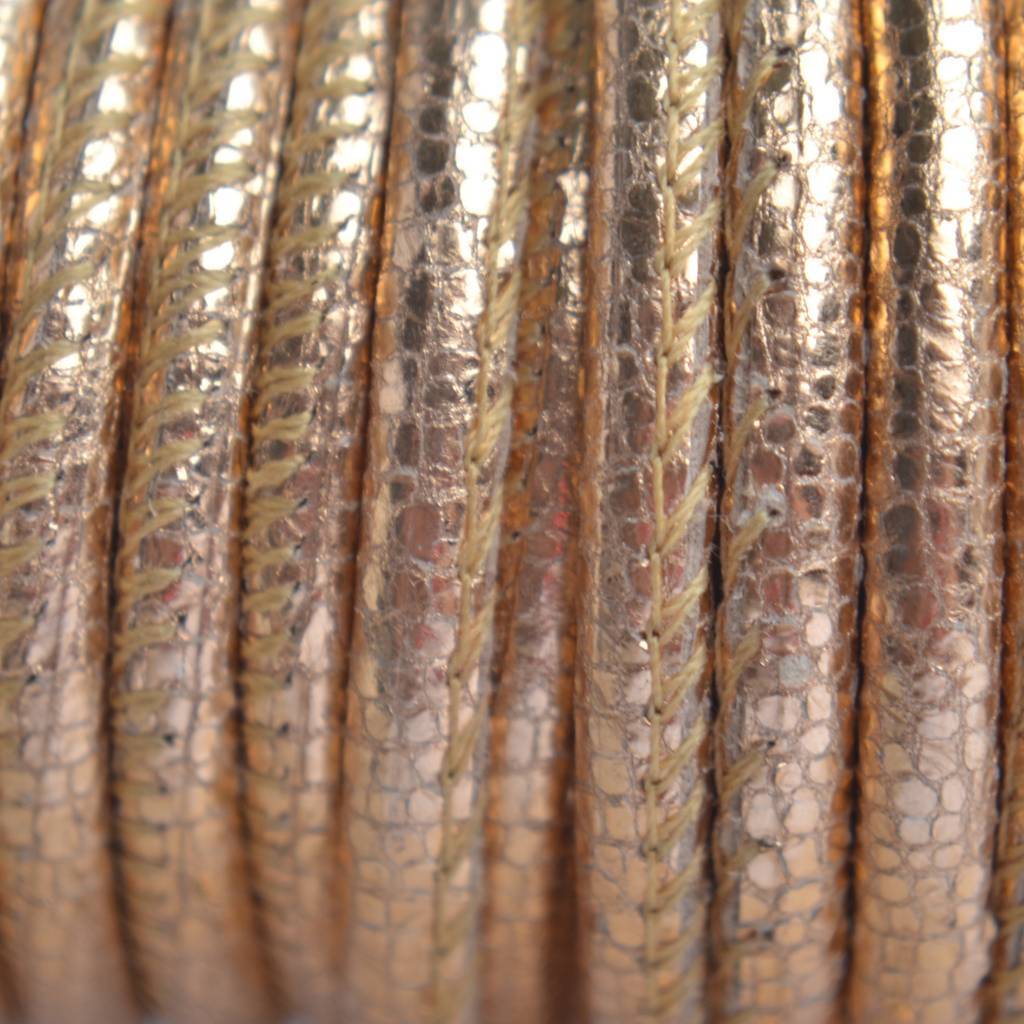 Stitched leer PQ vintage rosegoud metallic 4mm - per cm