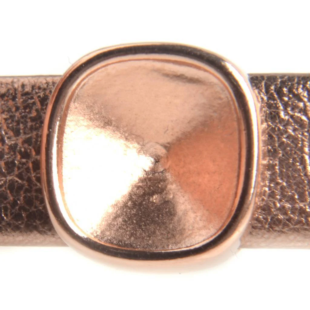 Leerschuiver Ø10x2mm vierkant swarovski Rosegoud DQ