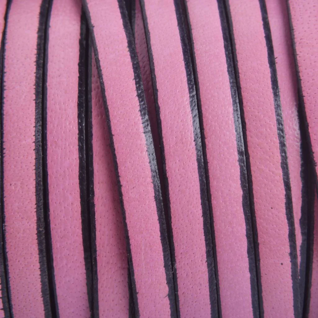 Plat leer roze 5x2mm - prijs per cm
