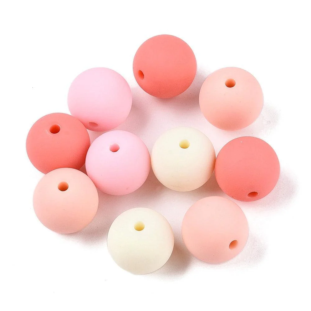 Rubberized acryl kralen mix 14mm - 10 stuks