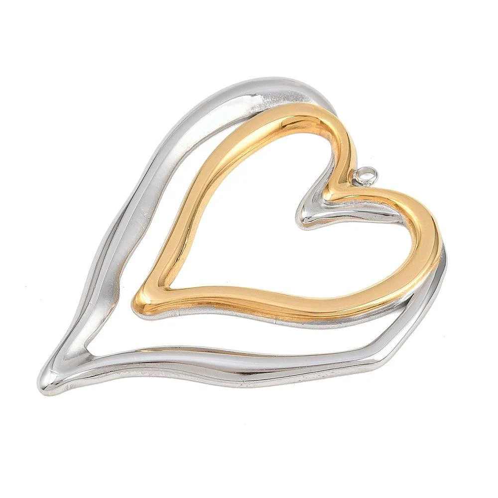 RVS Bedel XL Dubbel Hart Goud Zilver 65mm - per stuk - Image 2