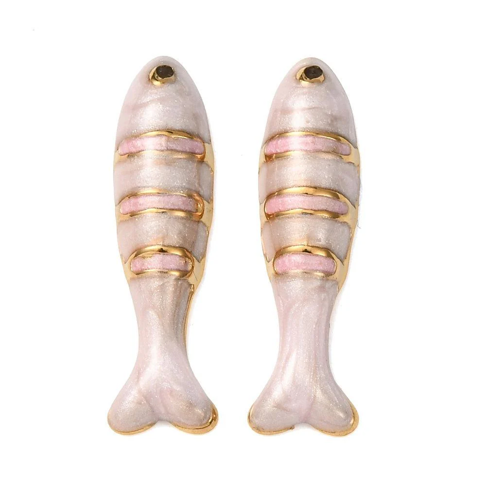 RVS Bedel Vis Emaille Goud 14mm - per stuk - Image 2