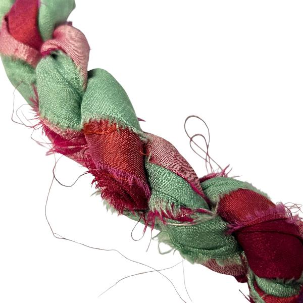 Sari lint plat Groen-rood - per meter
