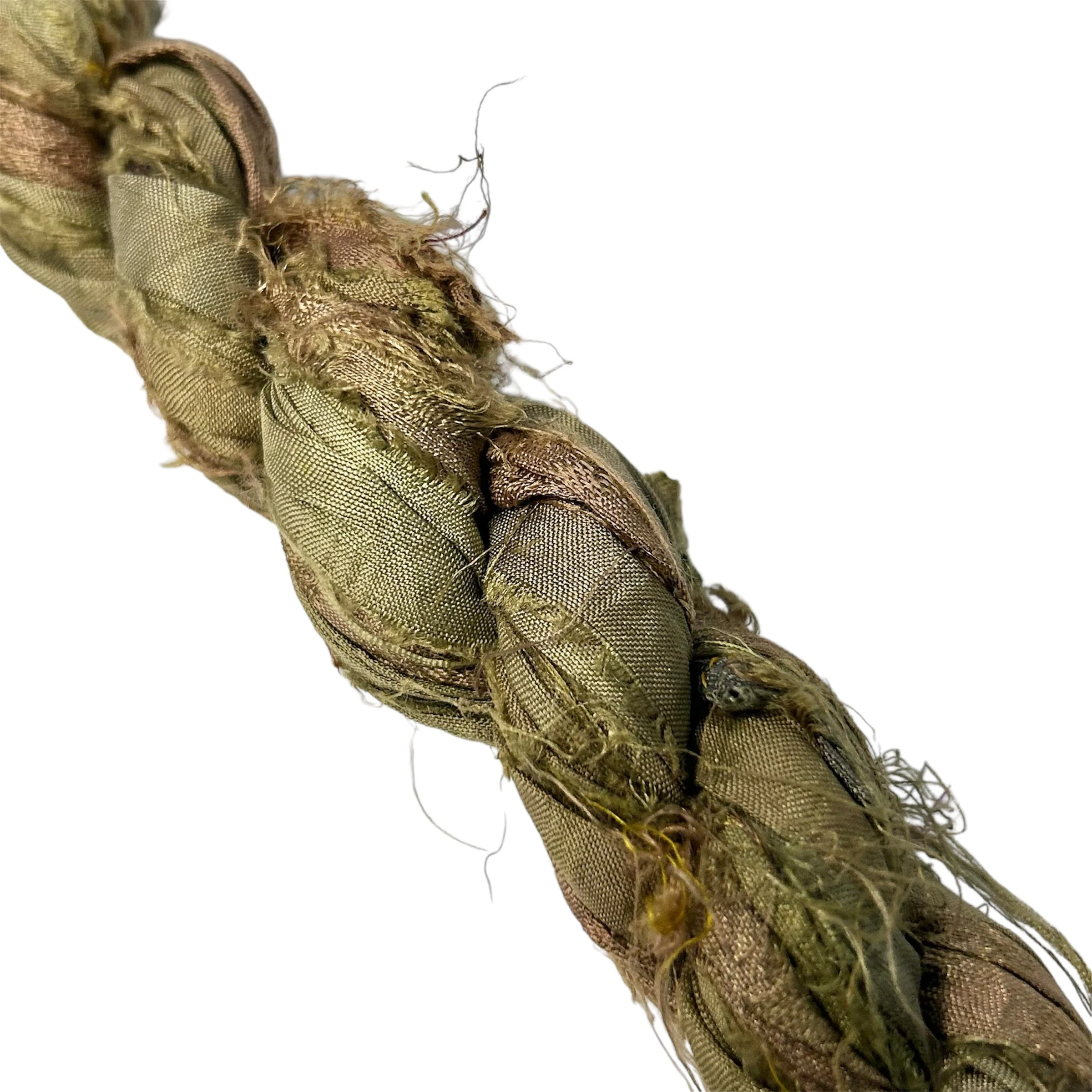 Sari lint plat Tinten groen-bruin - per meter