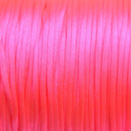 Satijn koord 1mm Licht fluor roze - 4 meter