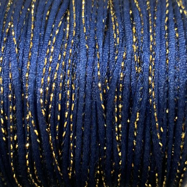 Satijn koord Donkerblauw Goud 1,5mm - 2,5 meter