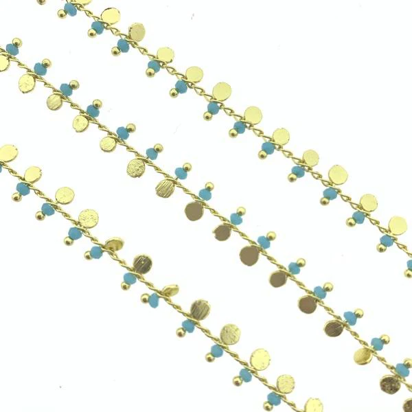 Schakelketting gold plated blauw 3mm - prijs per 10cm