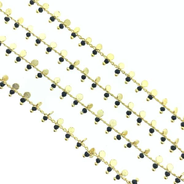 Schakelketting gold plated zwart 7x3mm - prijs per 10cm