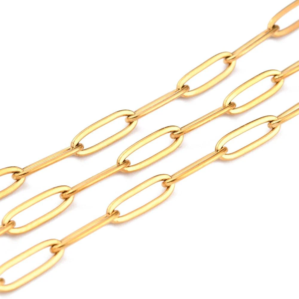 Schakelketting RVS goud rechthoek 12x4mm - prijs per 10cm