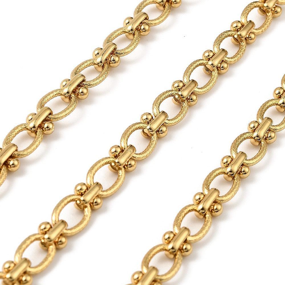 Schakelketting RVS goud rolo 10x7mm - prijs per 10cm