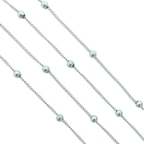 Ketting met bolletjes RVS zilver 1.8x1.4mm - prijs per 10cm
