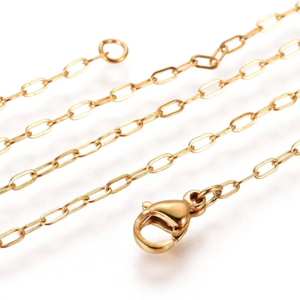 Schakelketting Stainless Steel cable 18k gold plated - per stuk - Image 2