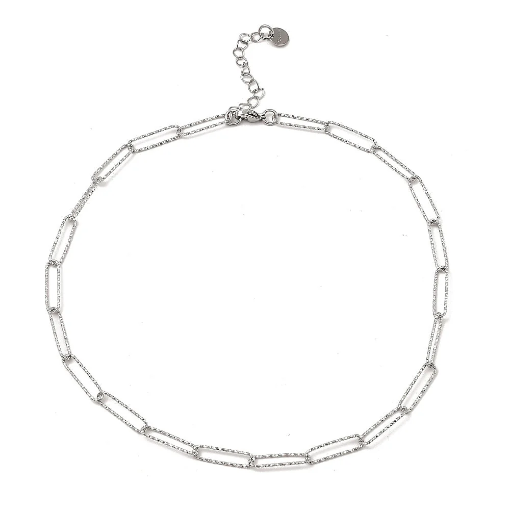 Schakelketting 20x5mm Stainless Steel paperclip zilver ±42-48cm