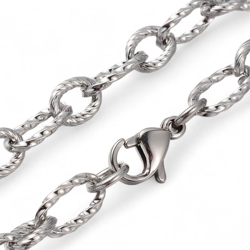 Schakelketting 7mm Stainless Steel cable zilver ±75cm - Image 2