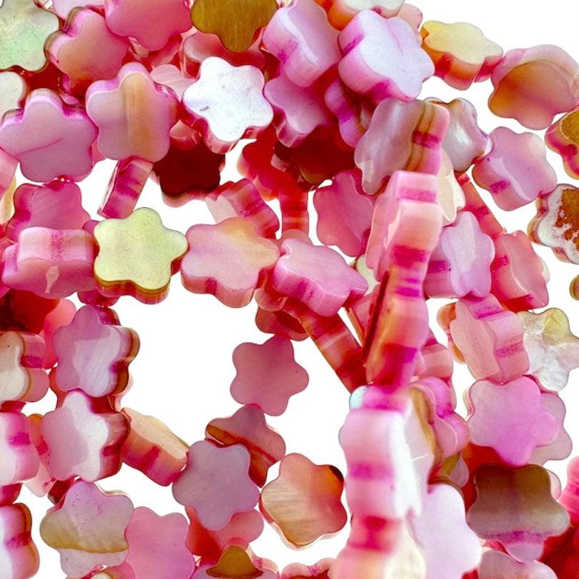 Schelp bloemetje pink 8x3mm - per stuk