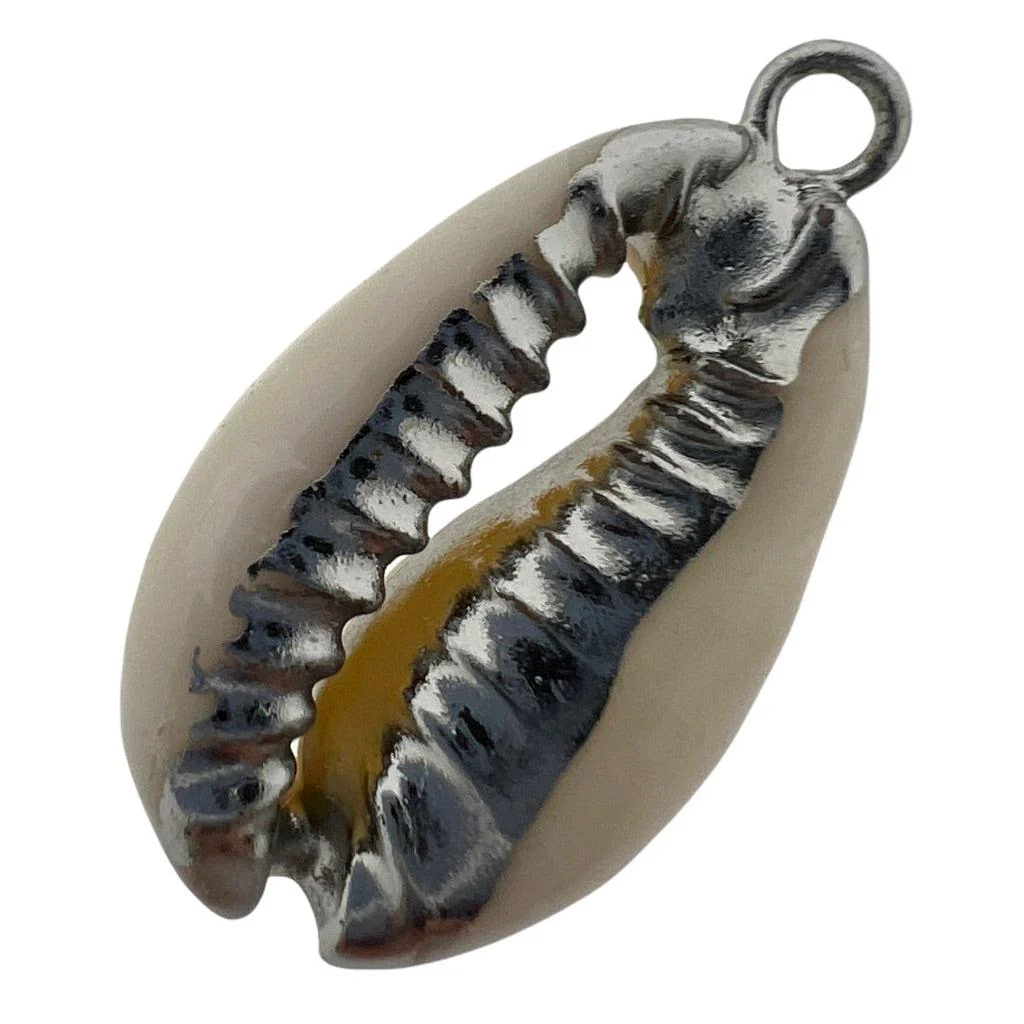 Schelp hanger kauri wit-zilver ±20x15mm - Image 2