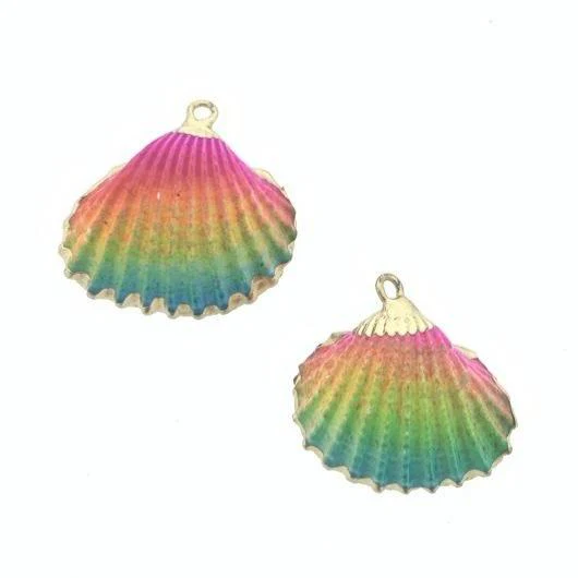Schelp hanger Kokkel Gold-Multicolor ±25x25mm