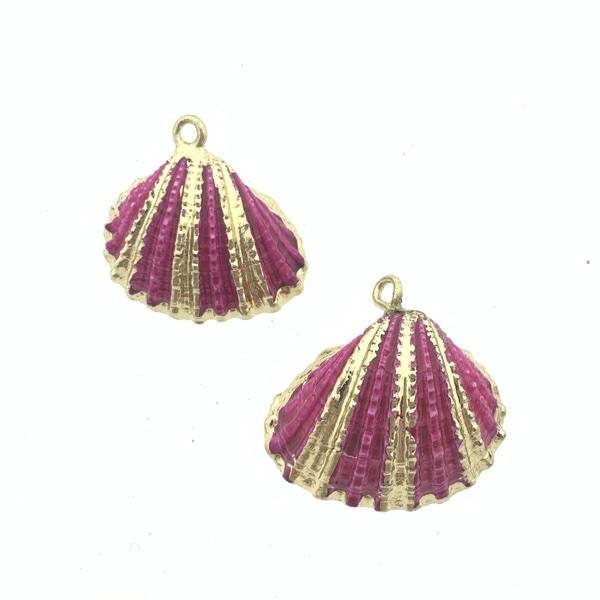 Schelp hanger Kokkel Roze-Goud ±25x25mm