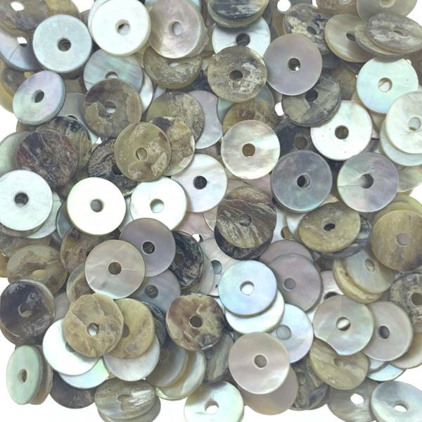Schelp kralen disc Parelmoer Brown ±5x1mm - ±40 stuks