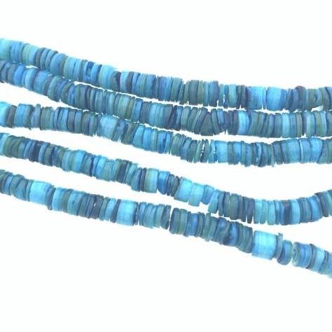 Schelp kralen disc Deep Sky Blue ±5x1mm - ±70 stuks