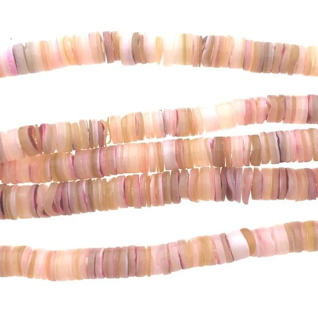 Schelp kralen disc roze ±5x1mm - ±70 stuks