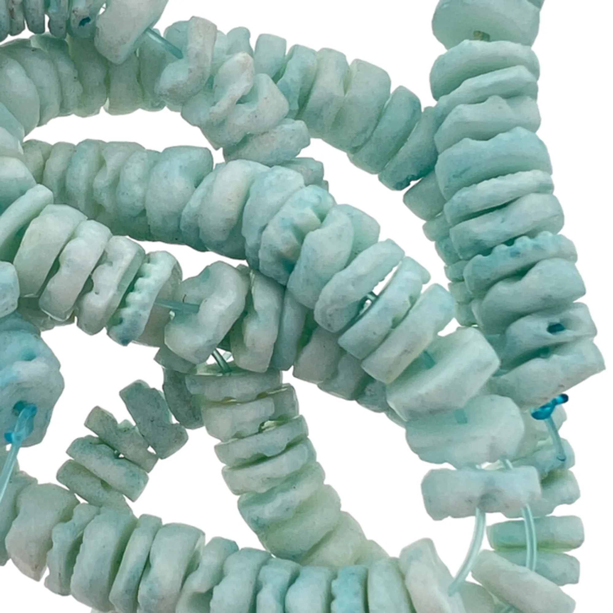 Schelp kralen discs turquoise 6mm ±35 stuks - Image 2
