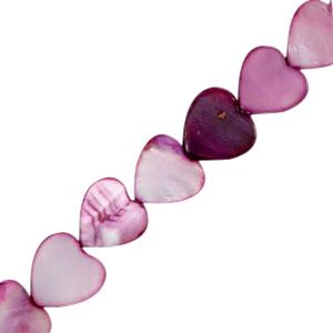 Schelp kralen hartje Purple 8mm