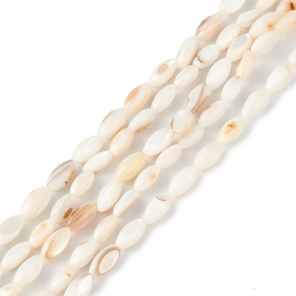 Schelp kralen horse eye off white 10x5mm - per 10 stuks