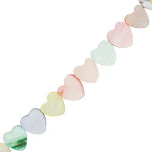 Schelp kralen pastel hartje 6,5mm- per stuk