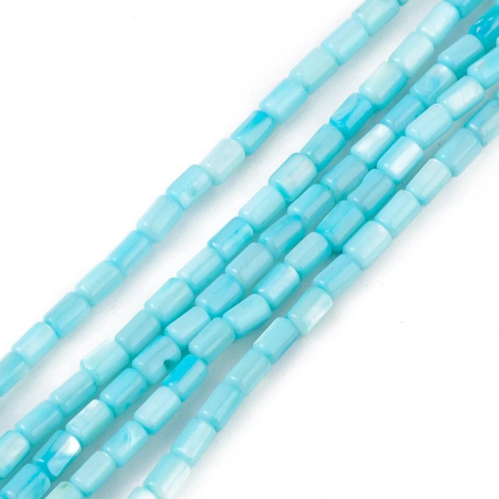Schelp kralen tube blue 5x3mm ~ per stuk