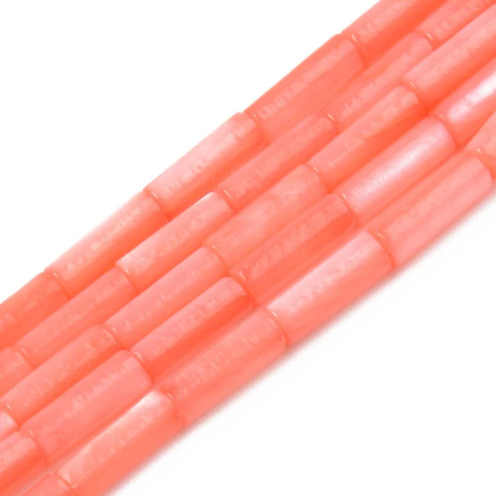 Schelp kralen tube coral 9x3mm ~ per stuk