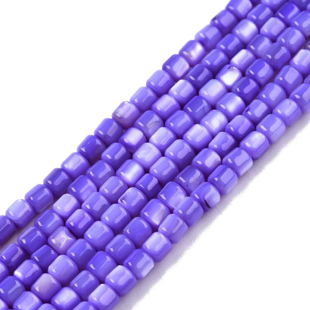 Schelp kralen tube mauve 4mm ~ per stuk