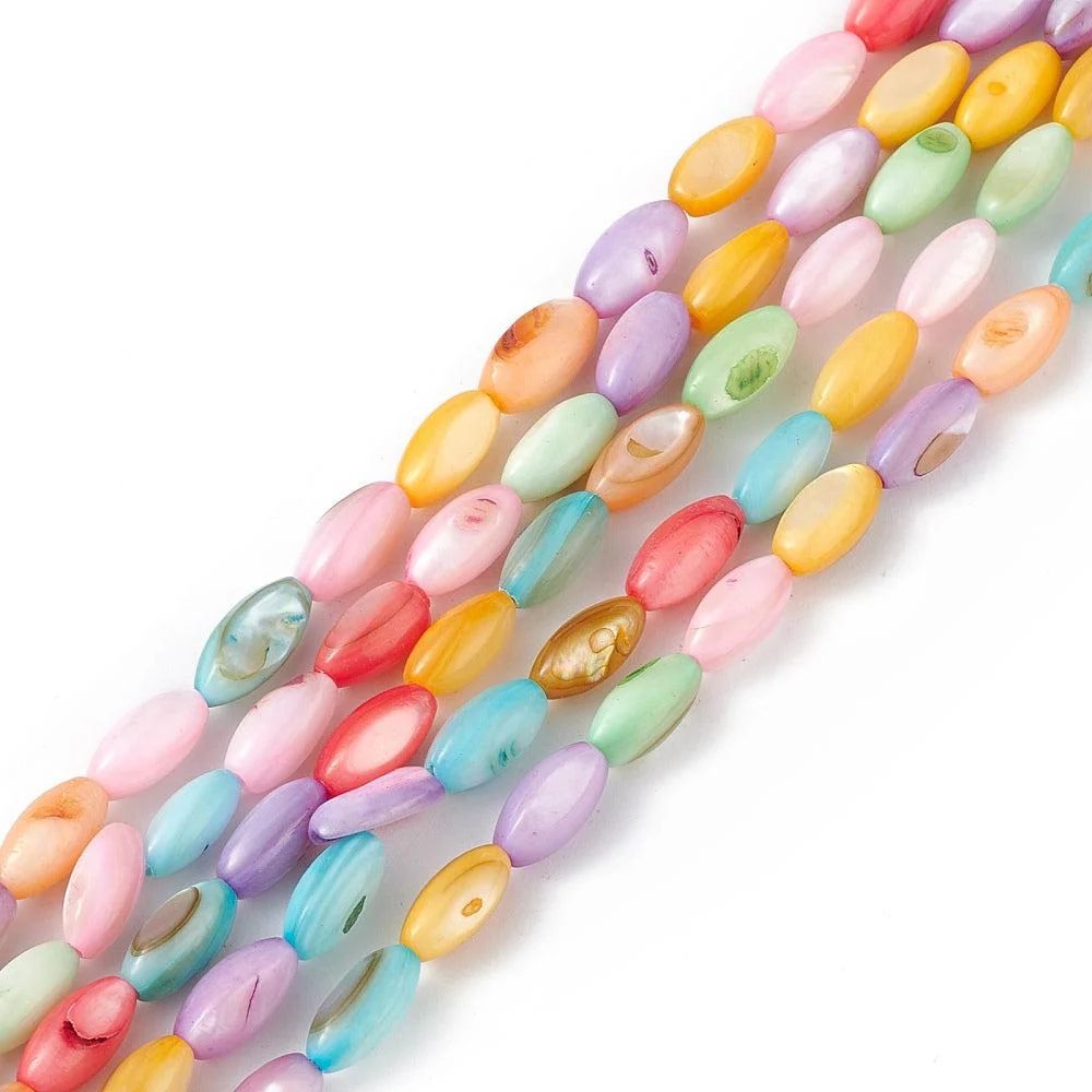 Schelp kralen tube multicolor 10x5mm - per streng