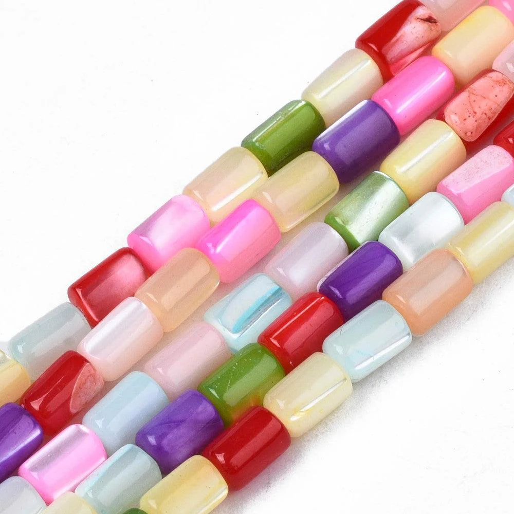 Schelp kralen tube multicolor 5x3mm ~ per streng