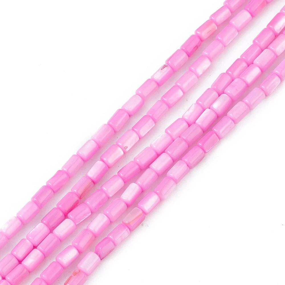 Schelp kralen tube roze 5x3mm ~ per stuk