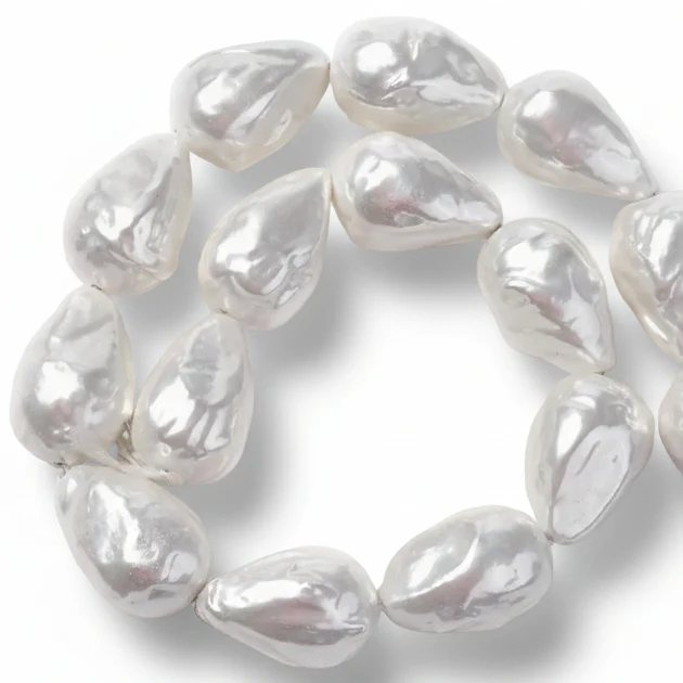 Schelpparel Druppel Naturel Wit ±23mm - per stuk - Image 2