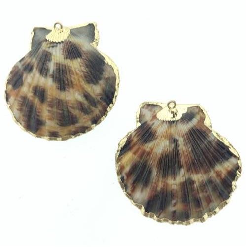 Sea shell bedel XL Leopard Bruin-Goud ±50x40mm