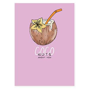 Sieraden kaartjes "Coco nuts about you" lilac brown