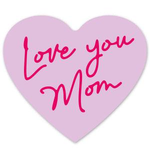 Sieraden kaartjes Hart "love you Mom" Lila pink 14x12.4cm