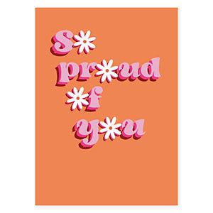 Sieraden kaartjes "So proud of you" Orange-pink