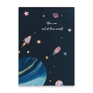 Sieraden kaartjes "You are out of this world" Zwart-multicolour