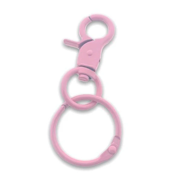 Sleutelhanger met ring metaal roze 75x20mm