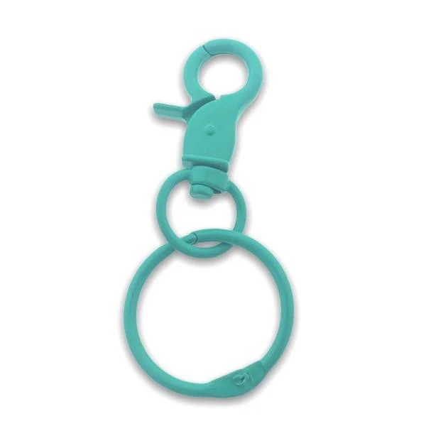 Sleutelhanger met ring metaal turqouise 75x20mm