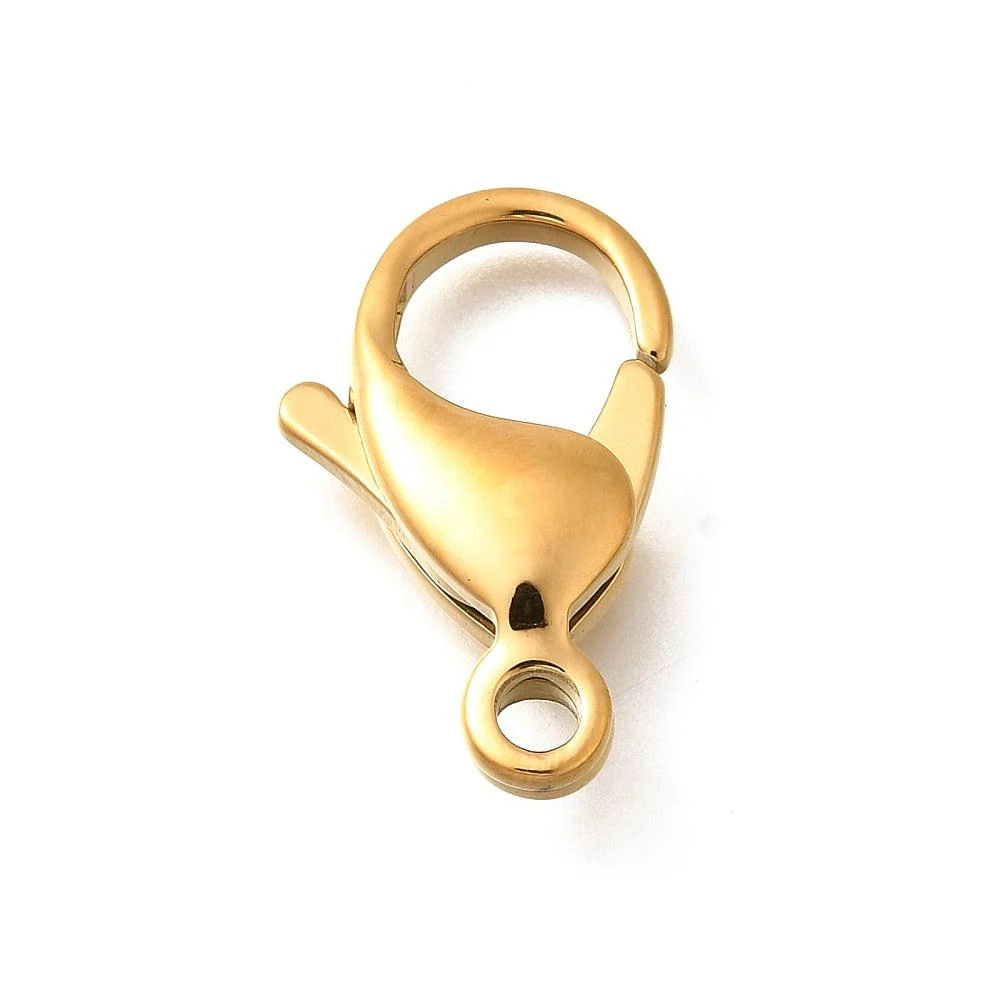 Sluiting karabijn groot RVS goud 23x14mm- per stuk